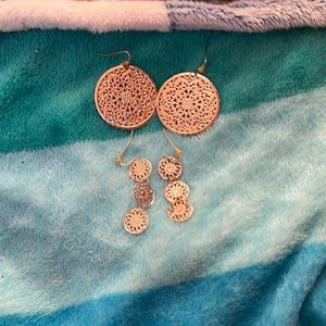 Sets of 2 rose gold earrings